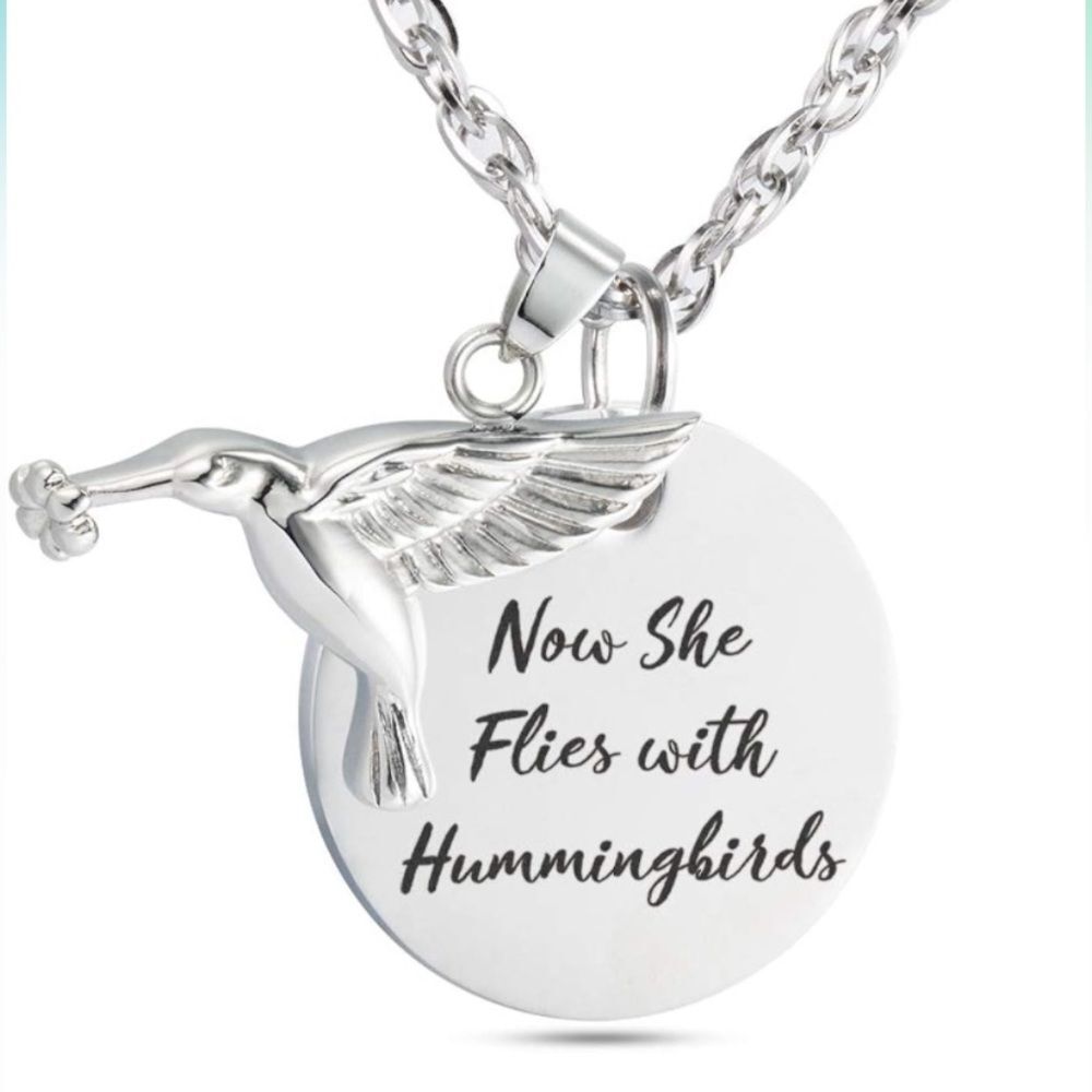 14k Now Fly With Hummingbirds Necklace Memorial Urn for Loved Ones